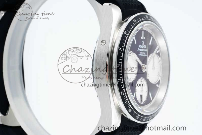 Speedmaster Racing Master SS HKF Best Edition Black White Dial on Black Rubber Strap A7750