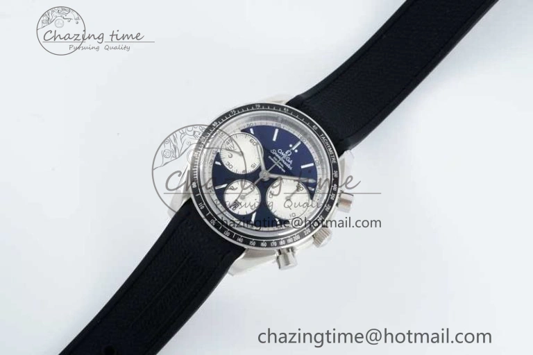Speedmaster Racing Master SS HKF Best Edition Black White Dial on Black Rubber Strap A7750