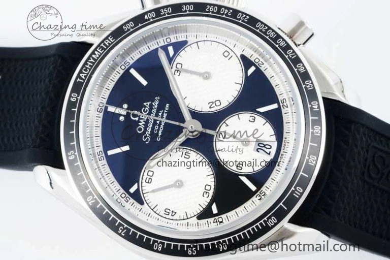 Speedmaster Racing Master SS HKF Best Edition Black White Dial on Black Rubber Strap A7750