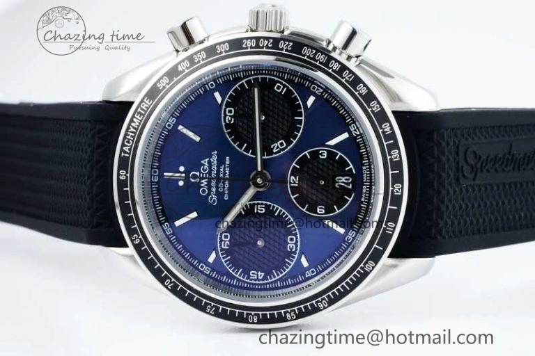 Speedmaster Racing Master SS HKF Best Edition Blue Black Dial on Black Rubber Strap A7750