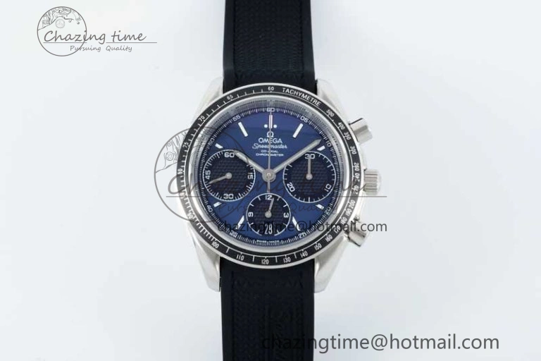 Speedmaster Racing Master SS HKF Best Edition Blue Black Dial on Black Rubber Strap A7750