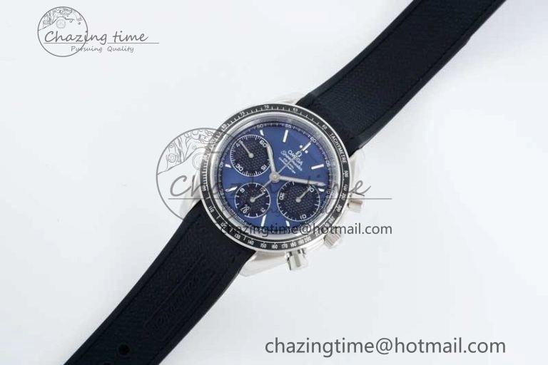 Speedmaster Racing Master SS HKF Best Edition Blue Black Dial on Black Rubber Strap A7750