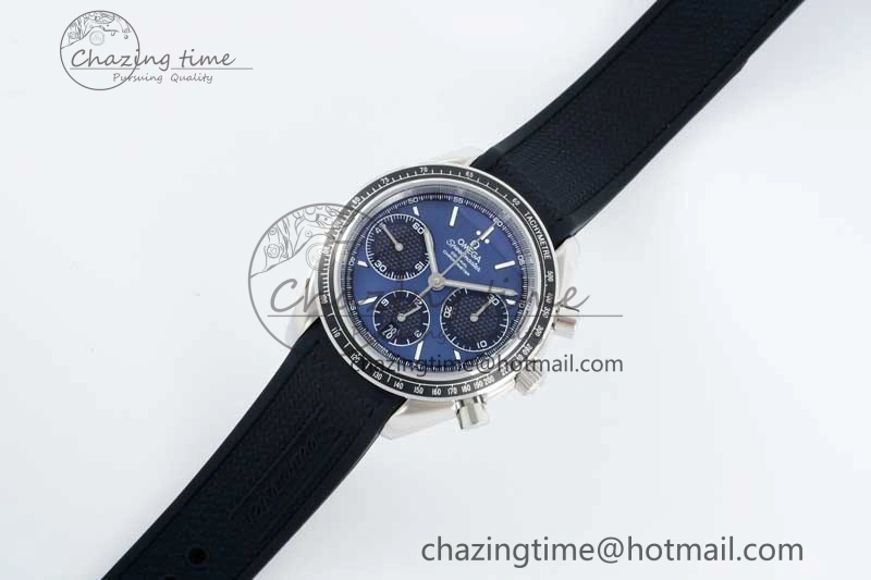 Speedmaster Racing Master SS HKF Best Edition Blue Black Dial on Black Rubber Strap A7750