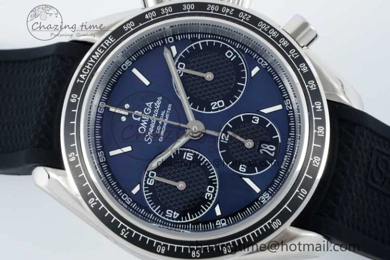 Speedmaster Racing Master SS HKF Best Edition Blue Black Dial on Black Rubber Strap A7750