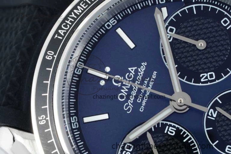 Speedmaster Racing Master SS HKF Best Edition Blue Black Dial on Black Rubber Strap A7750
