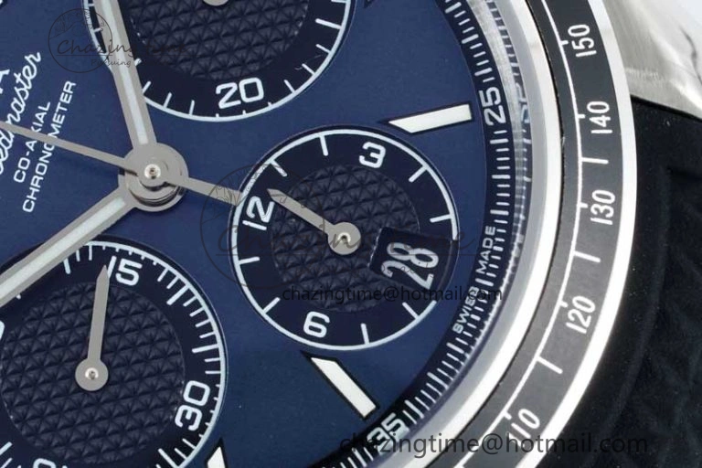 Speedmaster Racing Master SS HKF Best Edition Blue Black Dial on Black Rubber Strap A7750