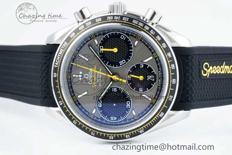 Speedmaster Racing Master SS HKF Best Edition Gray Black Dial on Black Rubber Strap A7750
