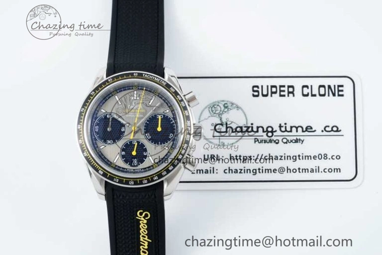 Speedmaster Racing Master SS HKF Best Edition Gray Black Dial on Black Rubber Strap A7750