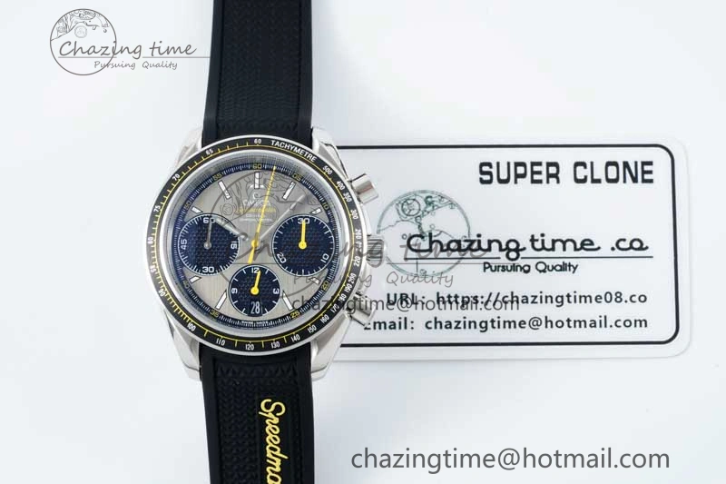 Speedmaster Racing Master SS HKF Best Edition Gray Black Dial on Black Rubber Strap A7750