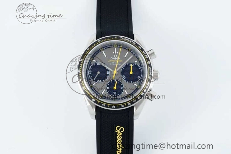 Speedmaster Racing Master SS HKF Best Edition Gray Black Dial on Black Rubber Strap A7750
