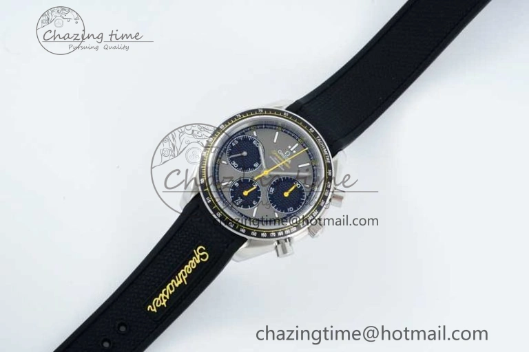 Speedmaster Racing Master SS HKF Best Edition Gray Black Dial on Black Rubber Strap A7750