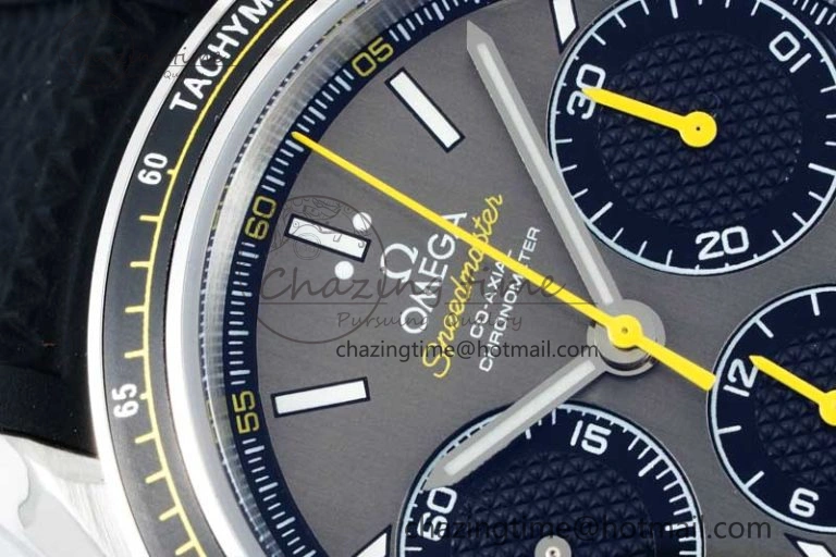 Speedmaster Racing Master SS HKF Best Edition Gray Black Dial on Black Rubber Strap A7750