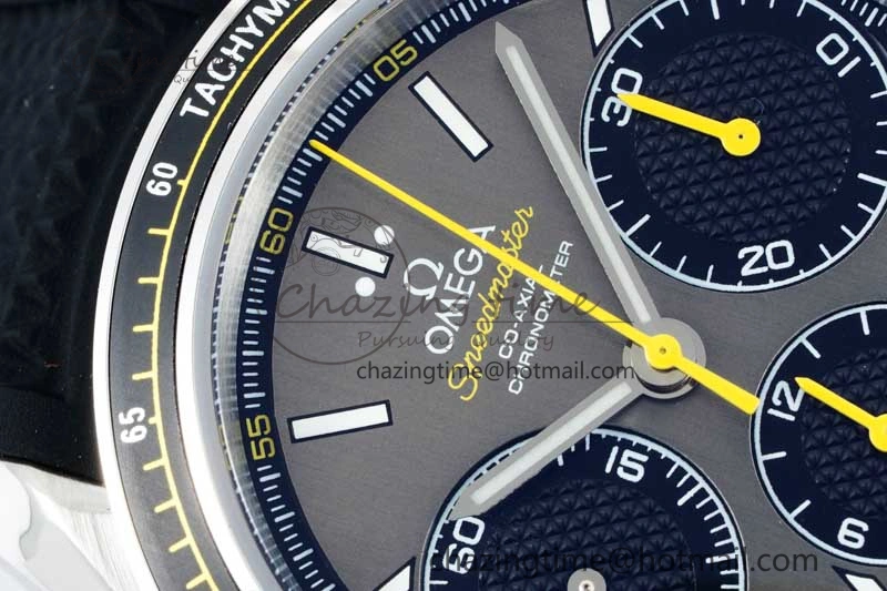 Speedmaster Racing Master SS HKF Best Edition Gray Black Dial on Black Rubber Strap A7750
