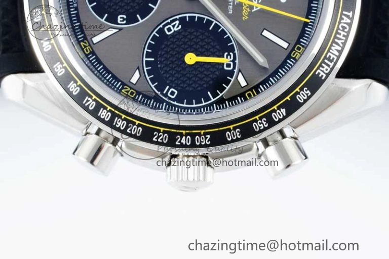 Speedmaster Racing Master SS HKF Best Edition Gray Black Dial on Black Rubber Strap A7750