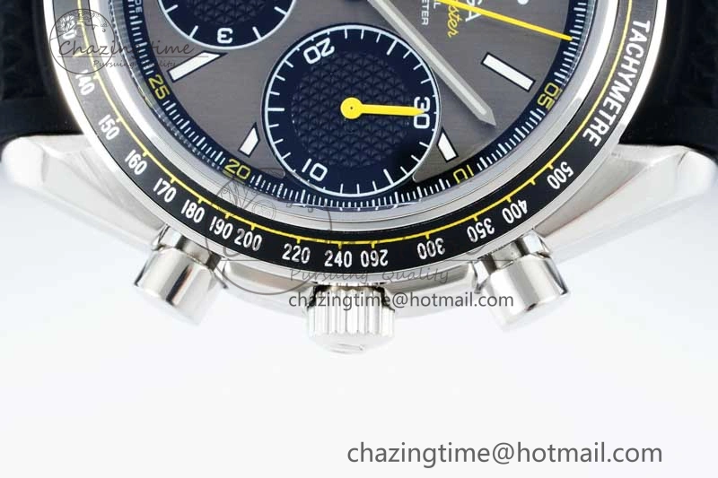 Speedmaster Racing Master SS HKF Best Edition Gray Black Dial on Black Rubber Strap A7750