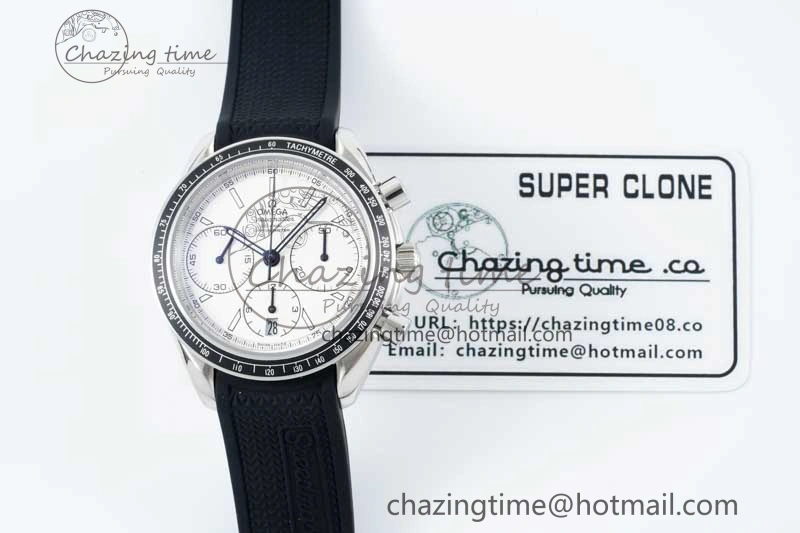 Speedmaster Racing Master SS HKF Best Edition White Dial on Black Rubber Strap A7750