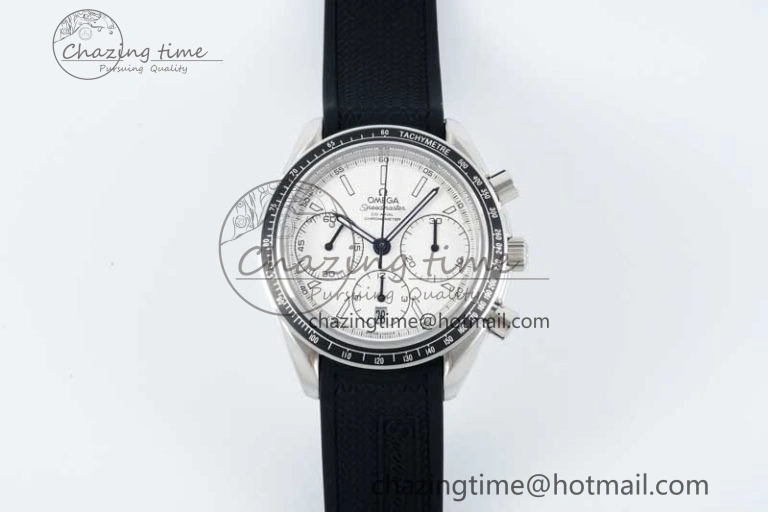 Speedmaster Racing Master SS HKF Best Edition White Dial on Black Rubber Strap A7750
