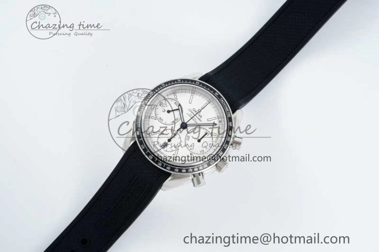 Speedmaster Racing Master SS HKF Best Edition White Dial on Black Rubber Strap A7750