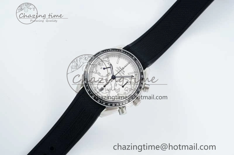 Speedmaster Racing Master SS HKF Best Edition White Dial on Black Rubber Strap A7750