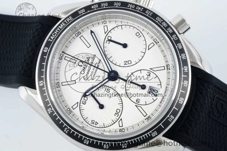 Speedmaster Racing Master SS HKF Best Edition White Dial on Black Rubber Strap A7750