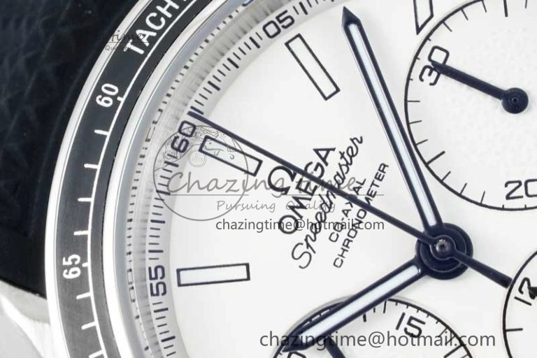 Speedmaster Racing Master SS HKF Best Edition White Dial on Black Rubber Strap A7750
