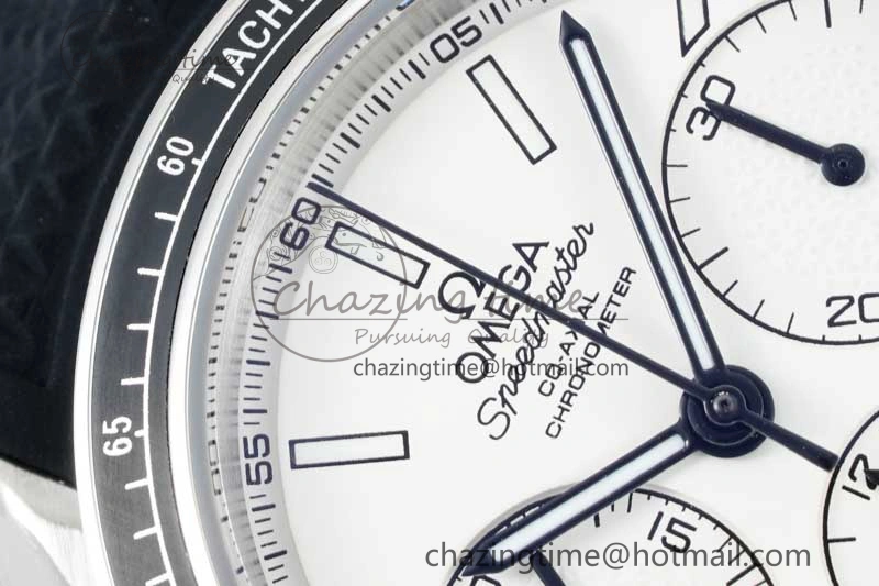 Speedmaster Racing Master SS HKF Best Edition White Dial on Black Rubber Strap A7750