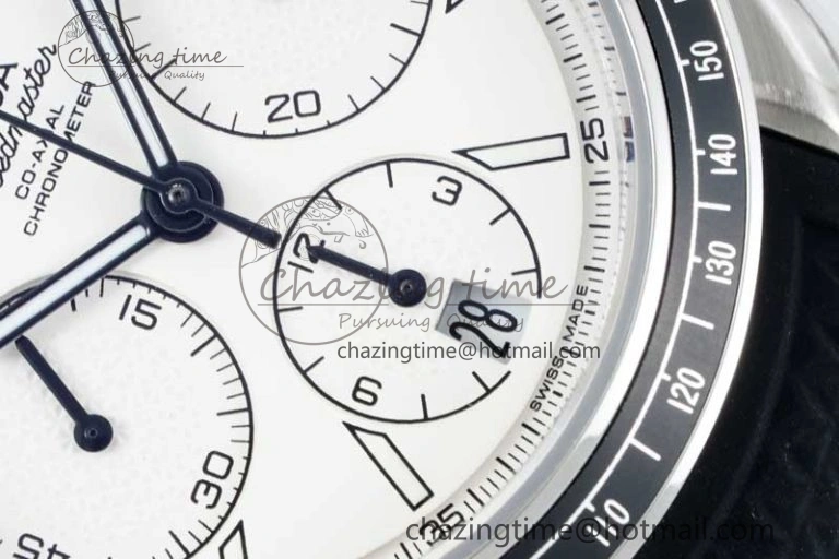 Speedmaster Racing Master SS HKF Best Edition White Dial on Black Rubber Strap A7750