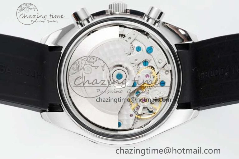 Speedmaster Racing Master SS HKF Best Edition White Black Dial on Black Rubber Strap A7750