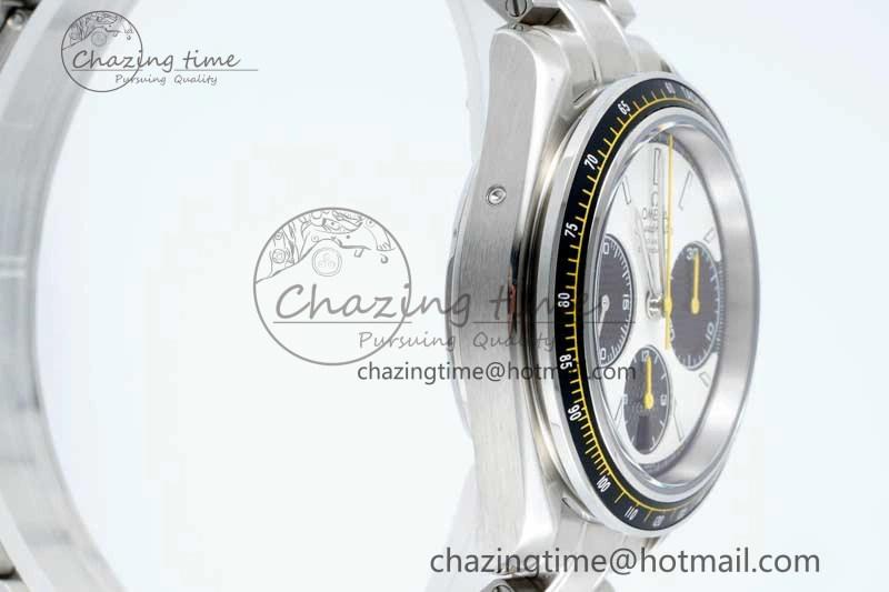 Speedmaster Racing Master SS HKF Best Edition White Black Dial on SS Bracelet A7750