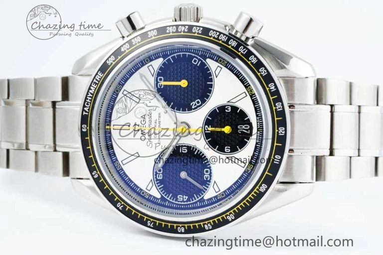 Speedmaster Racing Master SS HKF Best Edition White Black Dial on SS Bracelet A7750