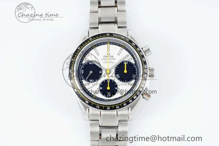 Speedmaster Racing Master SS HKF Best Edition White Black Dial on SS Bracelet A7750