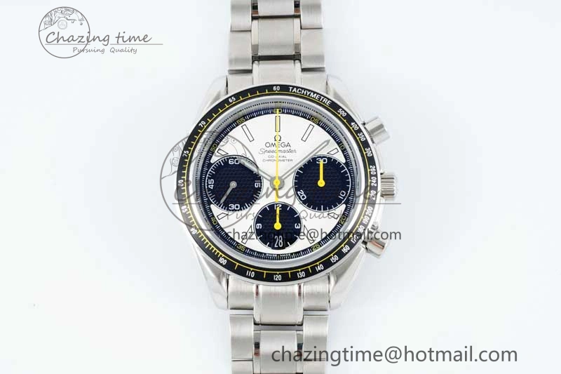 Speedmaster Racing Master SS HKF Best Edition White Black Dial on SS Bracelet A7750