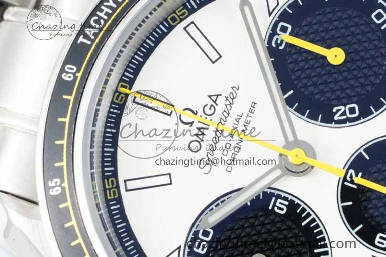 Speedmaster Racing Master SS HKF Best Edition White Black Dial on SS Bracelet A7750