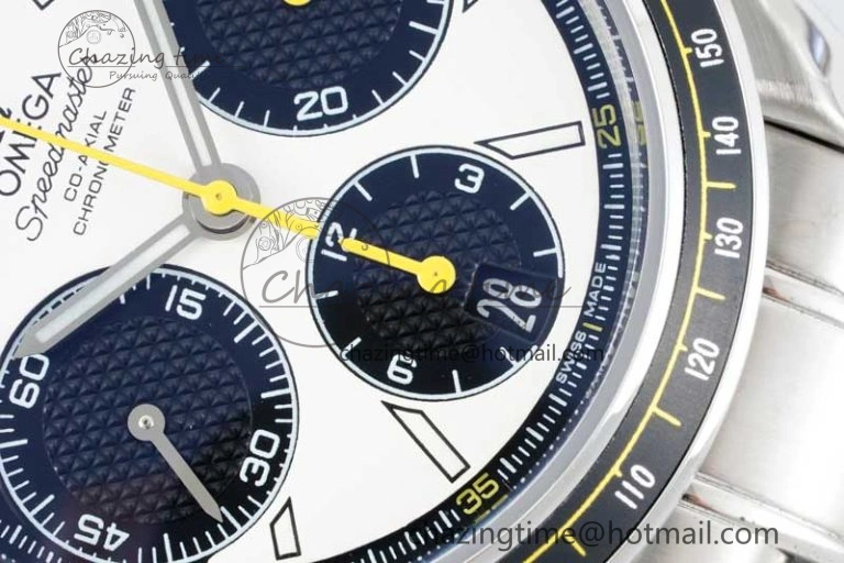 Speedmaster Racing Master SS HKF Best Edition White Black Dial on SS Bracelet A7750