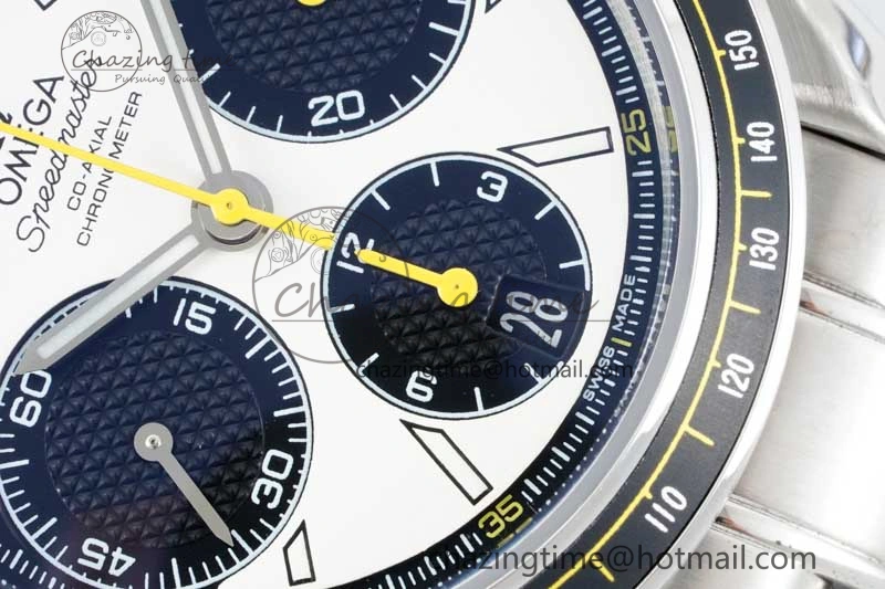 Speedmaster Racing Master SS HKF Best Edition White Black Dial on SS Bracelet A7750