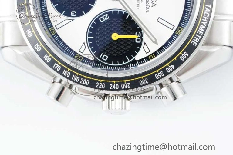 Speedmaster Racing Master SS HKF Best Edition White Black Dial on SS Bracelet A7750