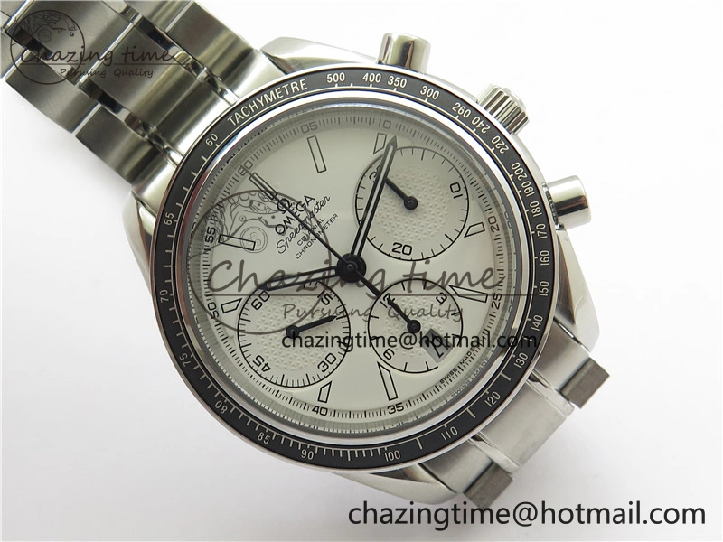 Speedmaster Racing Master SS HRF 1:1 Best Edition White Dial on SS Bracelet A7750