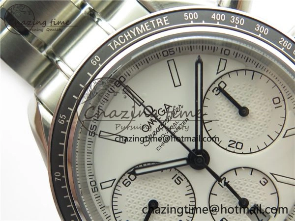 Speedmaster Racing Master SS HRF 1:1 Best Edition White Dial on SS Bracelet A7750