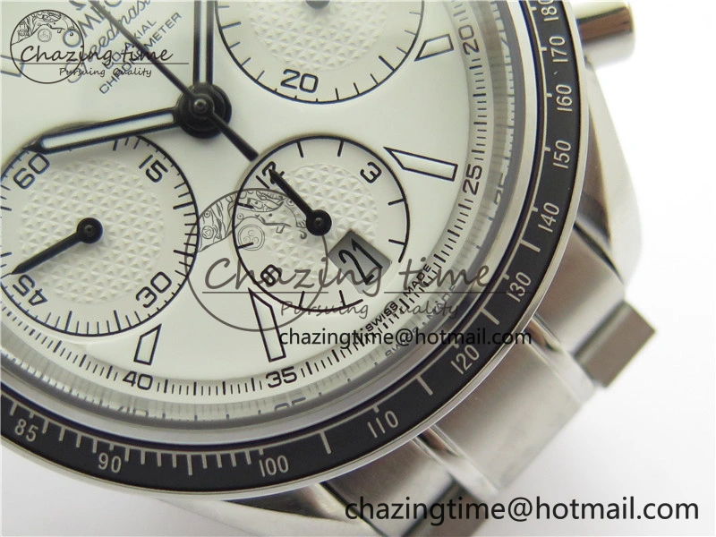 Speedmaster Racing Master SS HRF 1:1 Best Edition White Dial on SS Bracelet A7750