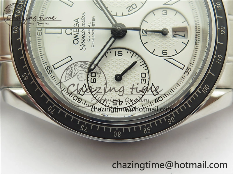 Speedmaster Racing Master SS HRF 1:1 Best Edition White Dial on SS Bracelet A7750