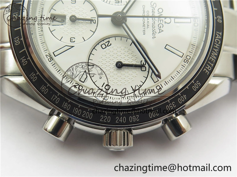 Speedmaster Racing Master SS HRF 1:1 Best Edition White Dial on SS Bracelet A7750