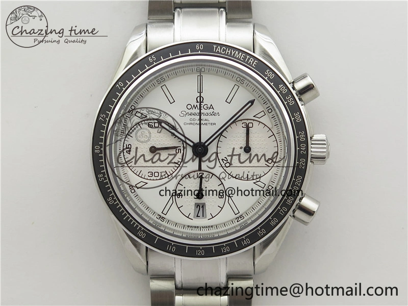 Speedmaster Racing Master SS HRF 1:1 Best Edition White Dial on SS Bracelet A7750