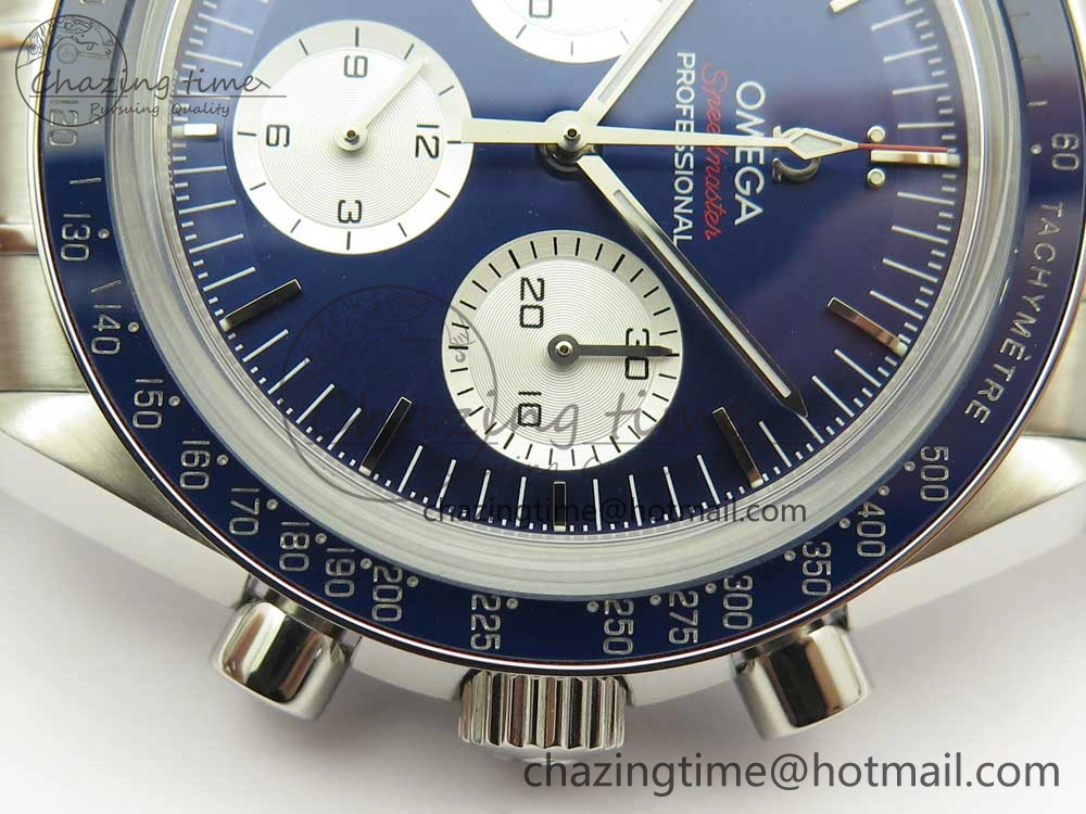 Speedmaster SS Sapphire Crystal Panda Blue White Dial on SS Bracelet Manual Winding Chrono Movement