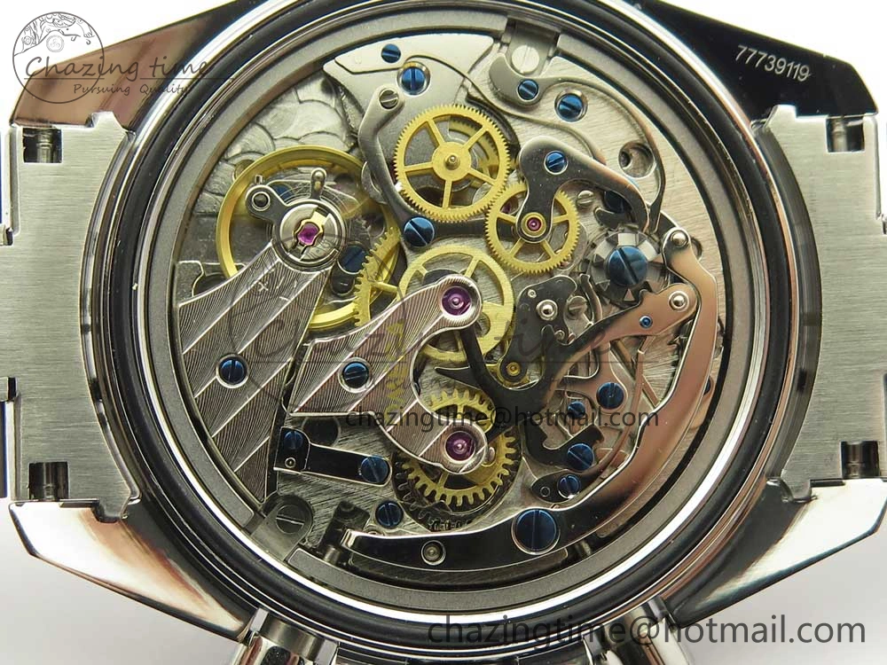 Speedmaster SS Sapphire Crystal Panda Blue White Dial on SS Bracelet Manual Winding Chrono Movement