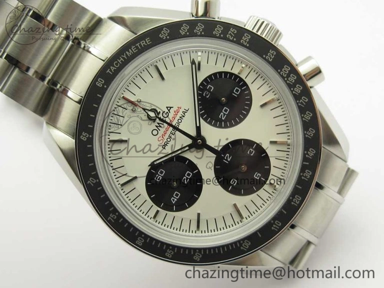 Speedmaster SS Sapphire Crystal Panda White Black Dial on SS Bracelet Manual Winding Chrono Movement