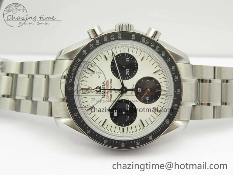 Speedmaster SS Sapphire Crystal Panda White Black Dial on SS Bracelet Manual Winding Chrono Movement