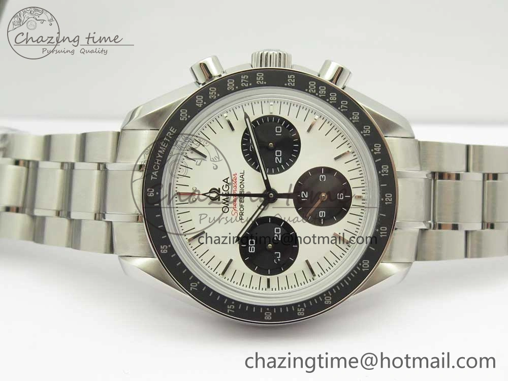 Speedmaster SS Sapphire Crystal Panda White Black Dial on SS Bracelet Manual Winding Chrono Movement