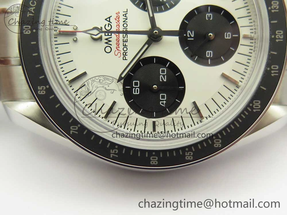 Speedmaster SS Sapphire Crystal Panda White Black Dial on SS Bracelet Manual Winding Chrono Movement
