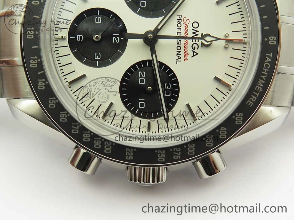 Speedmaster SS Sapphire Crystal Panda White Black Dial on SS Bracelet Manual Winding Chrono Movement