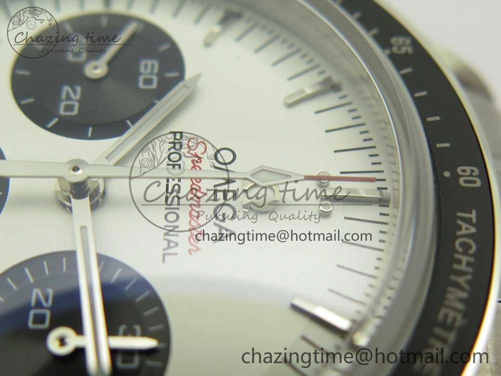 Speedmaster SS Sapphire Crystal Panda White Black Dial on SS Bracelet Manual Winding Chrono Movement